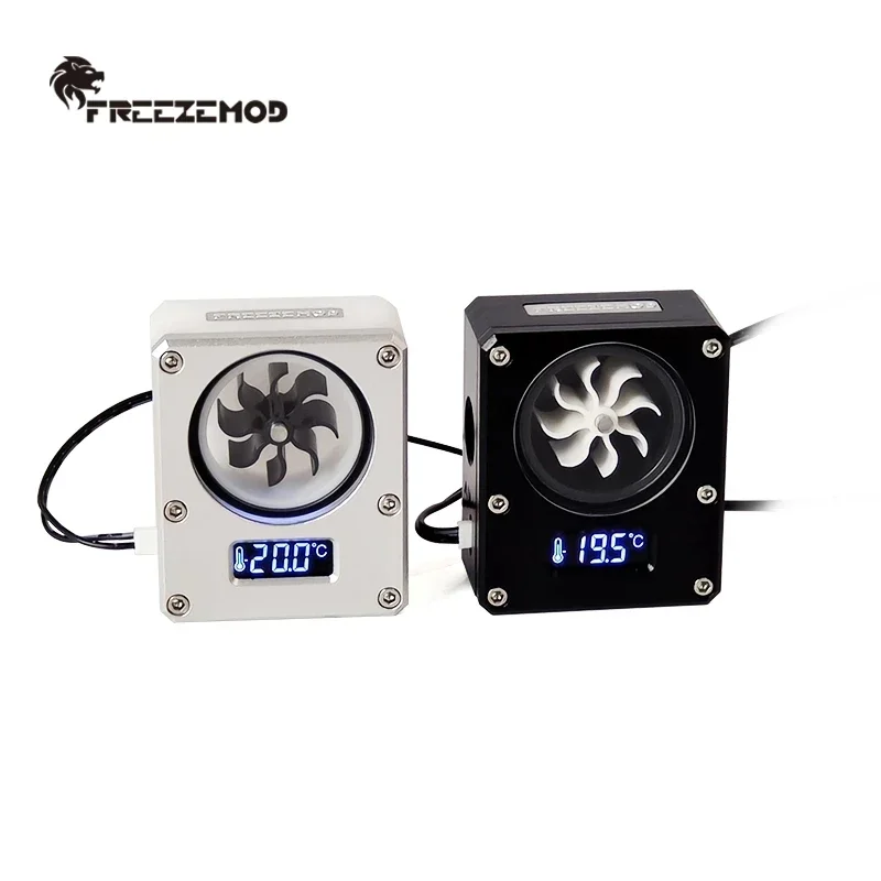 FREEZEMOD Computer Water Cooling Flow Meter + Temperature VA Display Easy Mounting POM Acrylic Indicator WDXS-T4