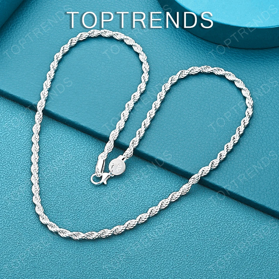 Hot-Selling 925 Sterling Silver 40-60cm Twisted Rope Necklace Popular Jewelry For Men Women Birthday Anniversary Party Gift