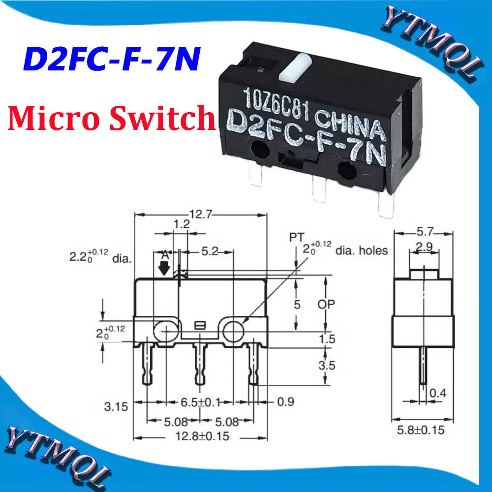 10-100Pcs Mouse Micro Switch D2FC-F-7N Mouse Button Fretting D2FC-E-7N D2FC