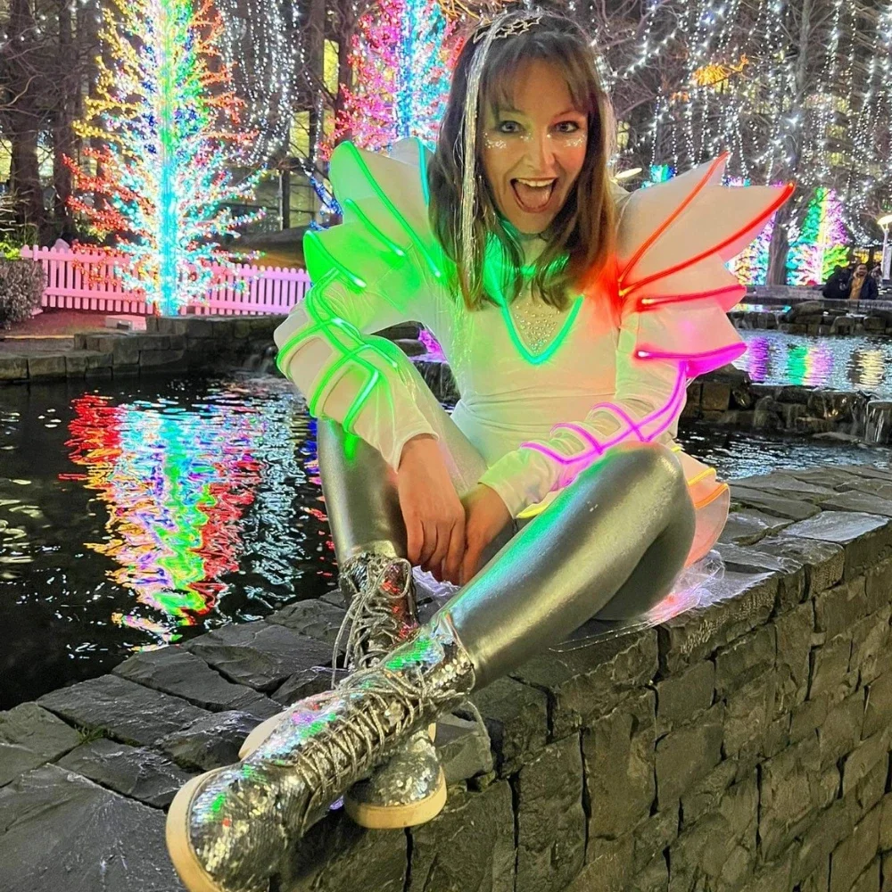 Tutú de Ballet, vestido de baile Led, disfraz para mujer y niña, faldas de baile, traje de fiesta Disco de boda, traje brillante, mono blanco para Cosplay