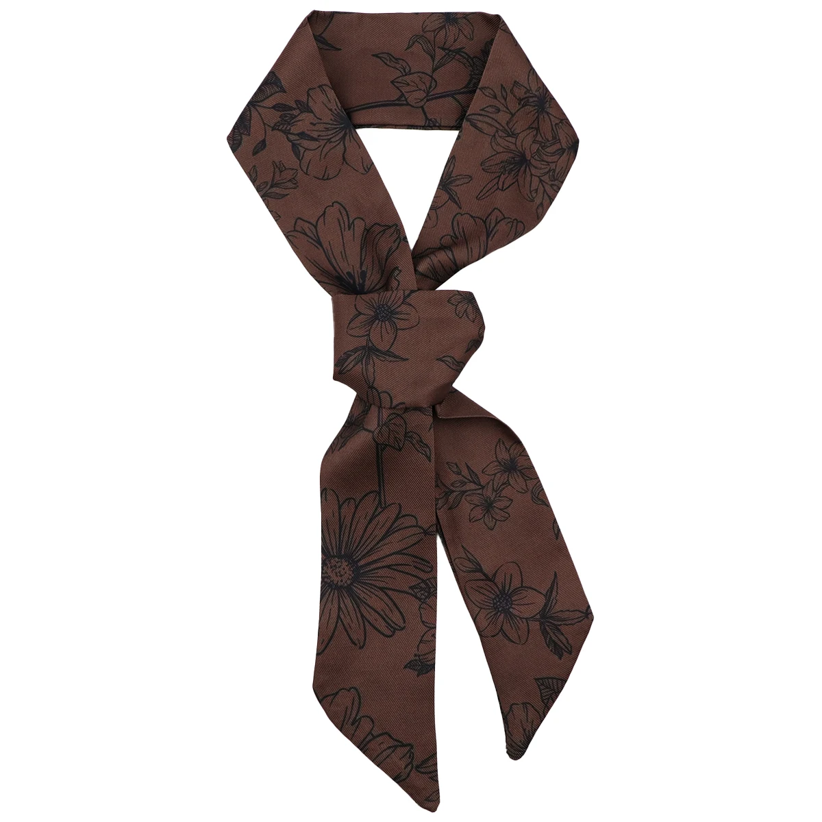 Skinny Scarf Women Small Bag Scarves Hair Neck Scarf For Ladies Foulard Fashion Flowers Print Neckerchief Headband