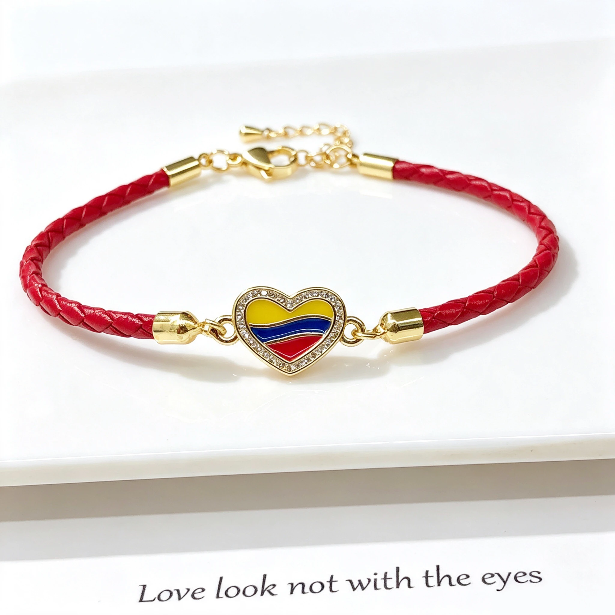 Classic Enamel Art: Venezuela Colombia Mexico Flag Map Braided Leather Rope Bracelet for Men Women Patriotic Ethnic Jewelry Gift
