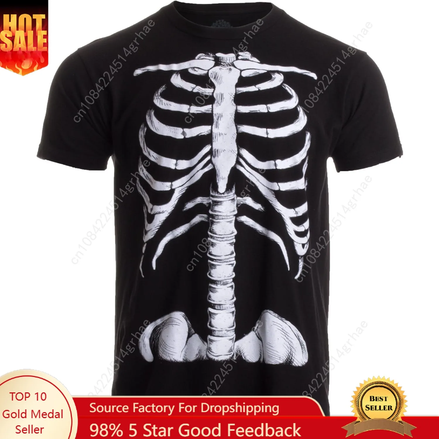 

Skeleton Rib Cage | Jumbo Print Novelty Halloween Costume Unisex T-Shirt-Adult