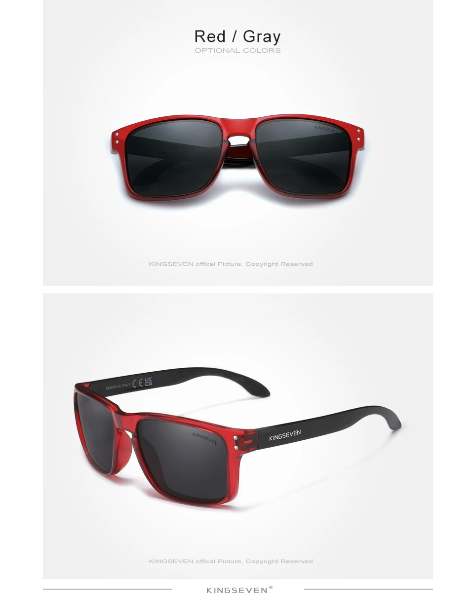 KINGSEVEN Retro TR90 Polarisierte Quadratische Sonnenbrille Frauen Männer Carbon Faser Muster Design Outdoor Sport Brillen – Detail 7