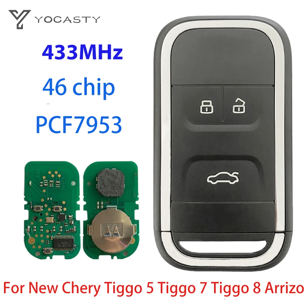 

YOCASTY Remote Control Key 433Mhz 46 Chip 3 Button For New Chery Tiggo 5 Tiggo 7 Tiggo 8 Arrizo 5 6 7 Keyless Smart Key