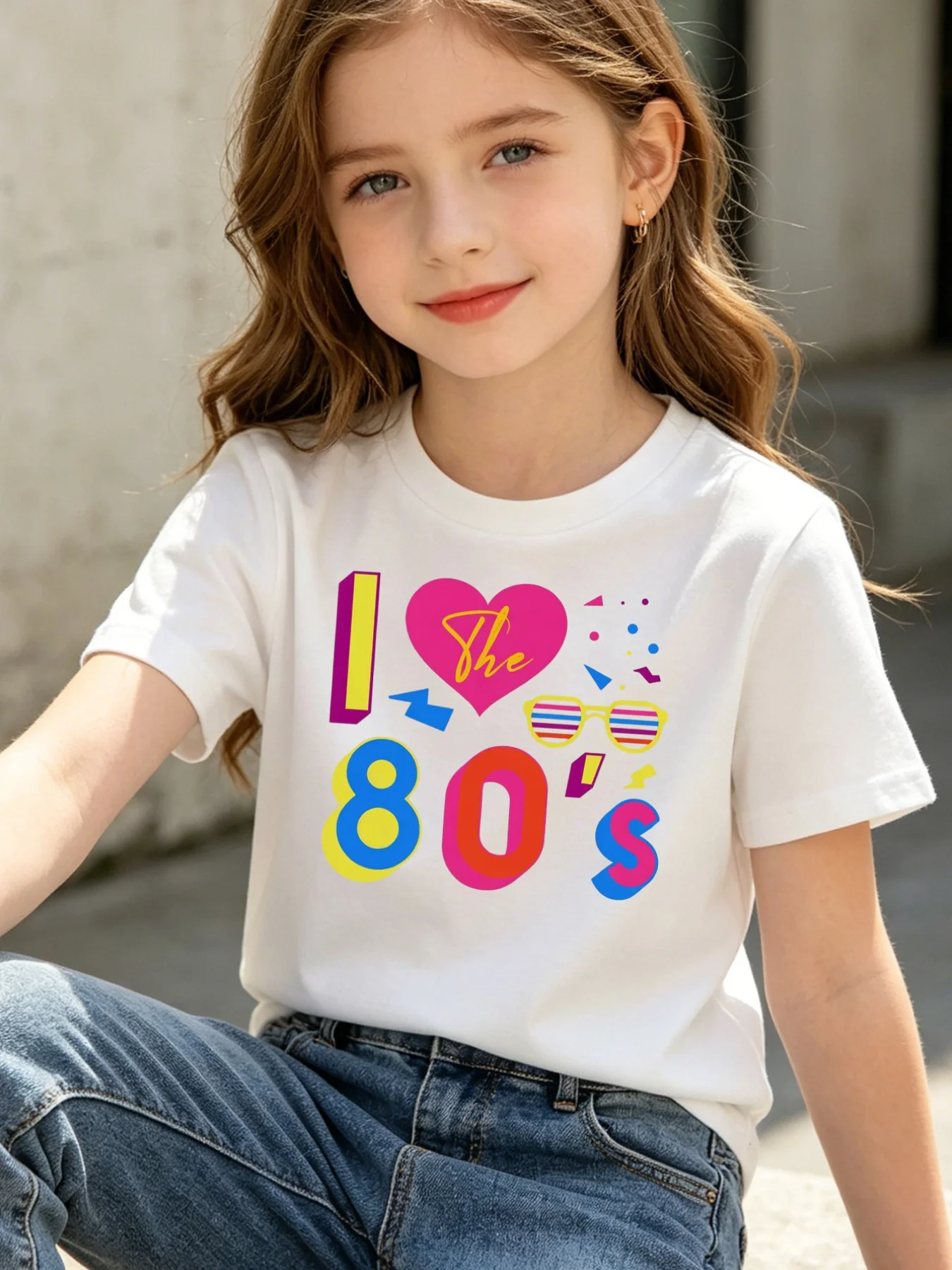 I Love The 80S Retro Print Kids T Shirt Boys Girls Short Sleeve Tee Vintage Nostalgia Parent Child Matching Casual Toddler Tops