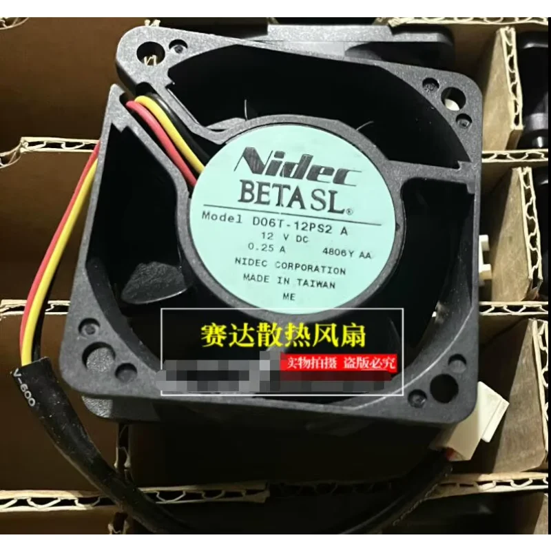Nidec D06T-12PS2 DC 12 В 0,25 А 60x60x25 мм 3-проводной охлаждающий вентилятор для сервера