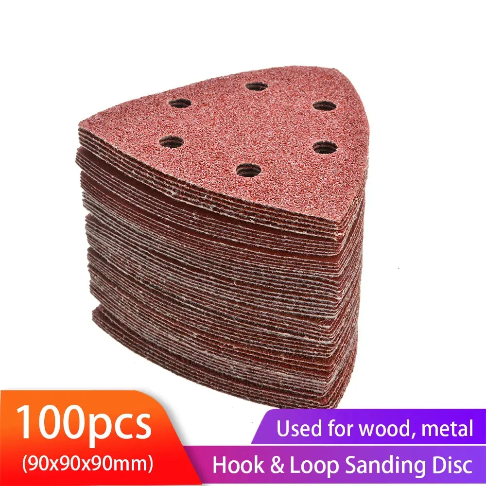 

100PCS Triangular Sanding Disc 90mm Delta Sander Hook & Loop Sandpaper Abrasive Tools for Sanding Grit 60-320