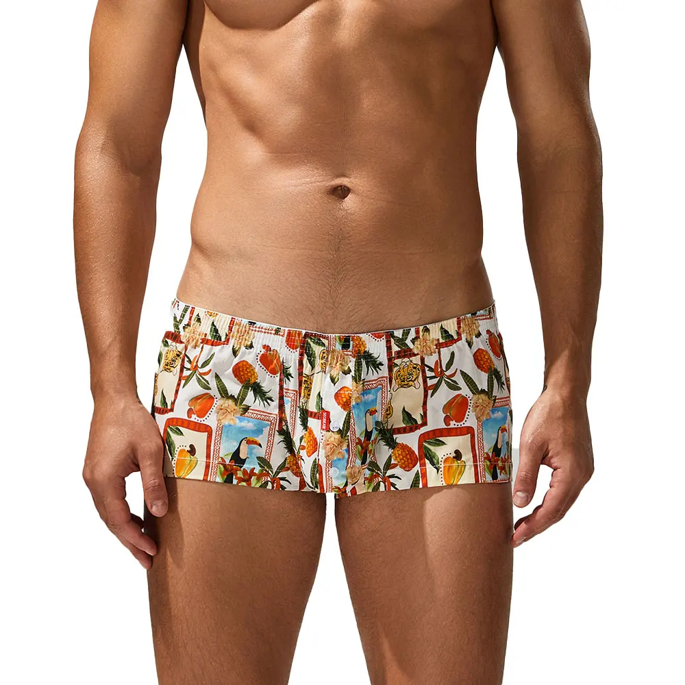 SEOBEAN Men's 100% Cotton Plaid Boxer Briefs Graffiti Pajama Shorts Home Lounge Underwear Male Sleepwear Comfortable Boxers view 4