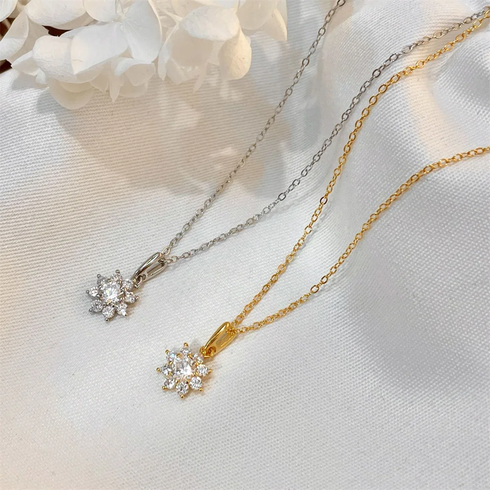 

Ожерелье на ключицу из стерлингового серебра 925 пробы в корейском стиле из 18-каратного золота, маленький цветок солнца, изысканное и великолепное, милое ожерелье