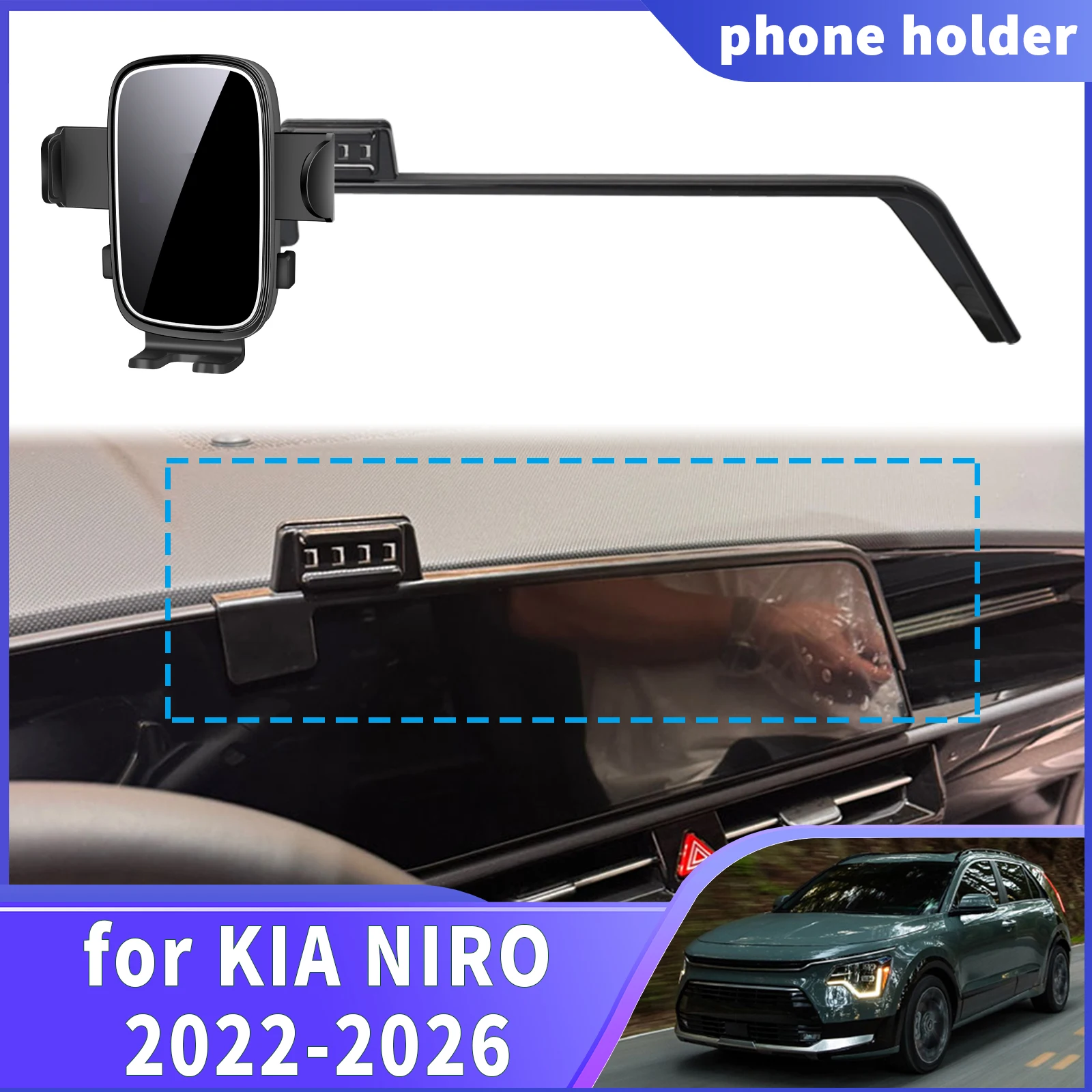 Suporte de Celular para Navegação com Clipe Estável para KIA NIRO 2022-2024 2025 2026 - Acessórios Automotivos Personalizados