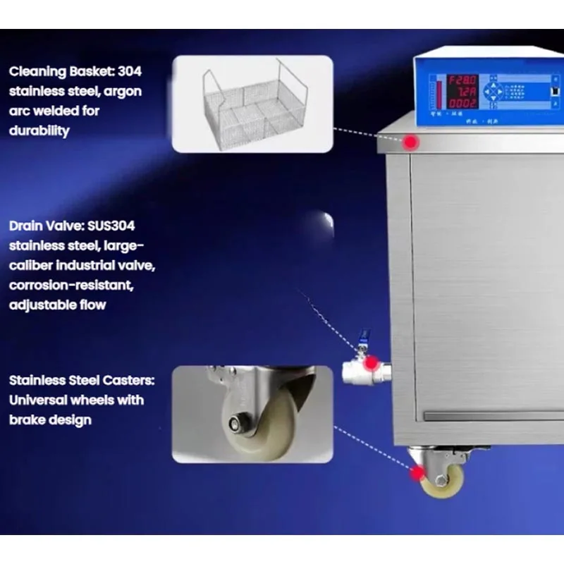 Limpador Ultrassônico Multifuncional de Grande Capacidade, Máquina Comercial de Grau Industrial para Remoção de Óleo e Ferrugem, Personalizada