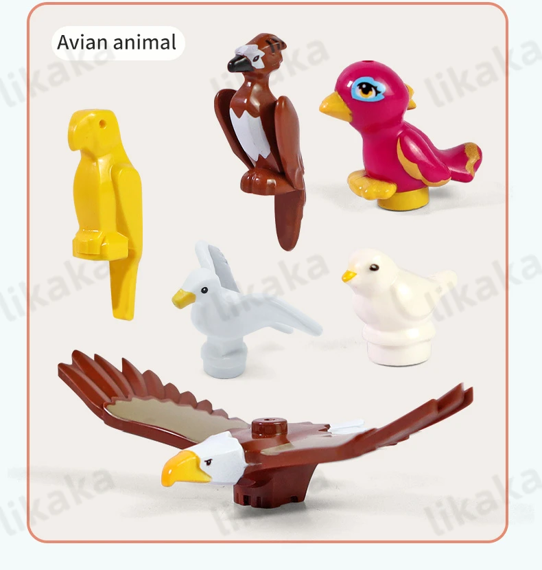 1PCS MOC Animals Building Blocks Toys for Children Bird Dolphin Fish Model DIY Blocks Toys Compatible Mini Bricks Kids Toys Gift