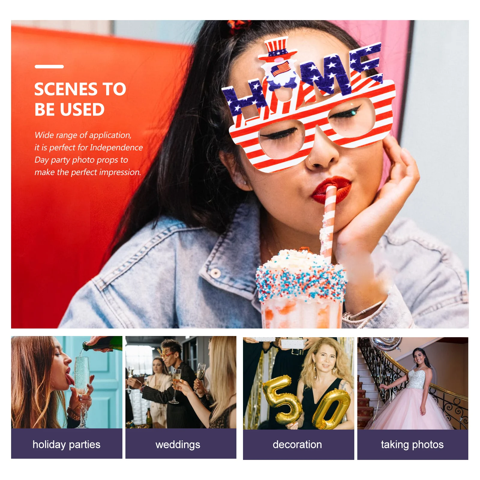 

6 Pcs Hat Party Decoration Glasses Child Eyeglasses for Adults Non-woven Fabric Festival Patriotic