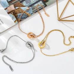 PAXA Classic Roman Numeral Crystal Stainless Steel Bracelet Luxury Elegant Fashion Waterproof Jewelry for Women Charm Girl Gifts