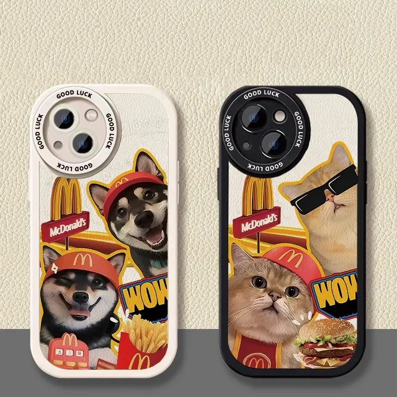 

INS Sunglasses Cat Puppy Cool French fries For iPhone Case 16 15 14 13 12 11 Pro XR XS Max 7 8 Plus Phone Shockproof Y2K Cover