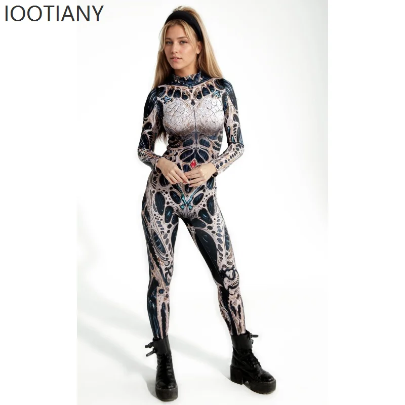 

Women's Sexy Alien Skeleton Gothic Bodysuit Halloween Carnival Party Stage Performance Cosplay Stretch Tights Zentai Suit 2025