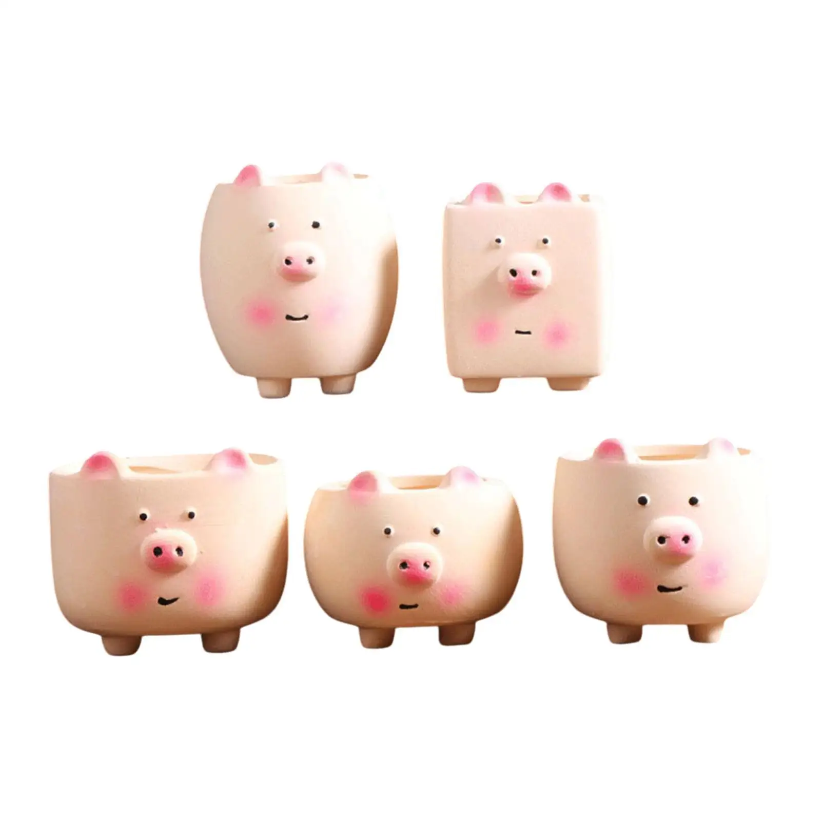 

5Pcs Planters Flower Pots Piggy Shaped Sculpture Home Decoration Novelty Bonsai
