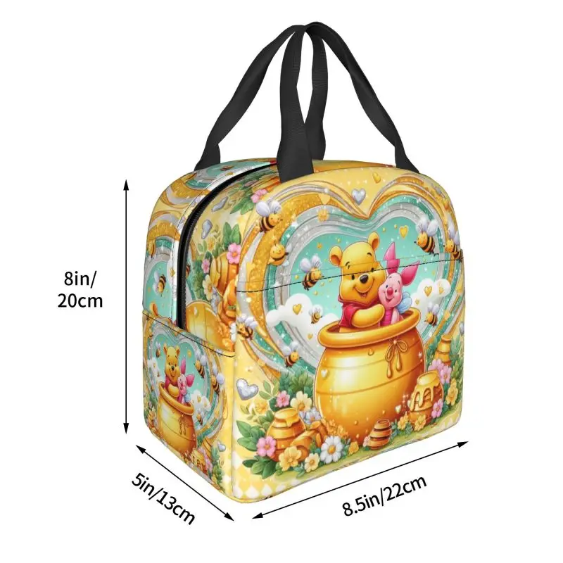 Winnie The Pooh Insulated Lunch Box for Women Reusable Warm Cooler Thermal Lunch Bag Travel Food Picnic Container Tote Bags