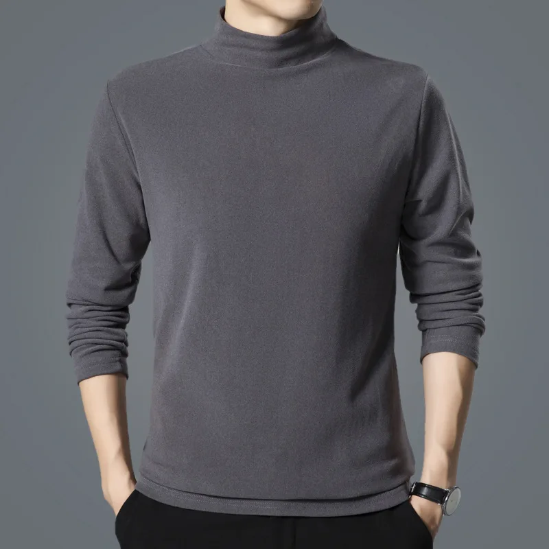 Spring Autumn Men's Pullover Turtleneck Solid Long Sleeve Vacation T-shirt Vintage Undershirt Fashion Office Lady Casual Tops