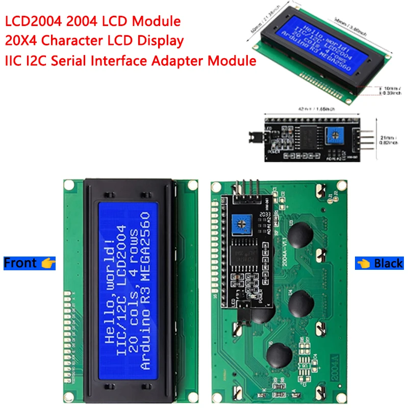 LCD2004 2004 LCD Module Blue/Green/White Screen 20X4 Character Display IIC I2C Serial Interface Adapter for Arduino New