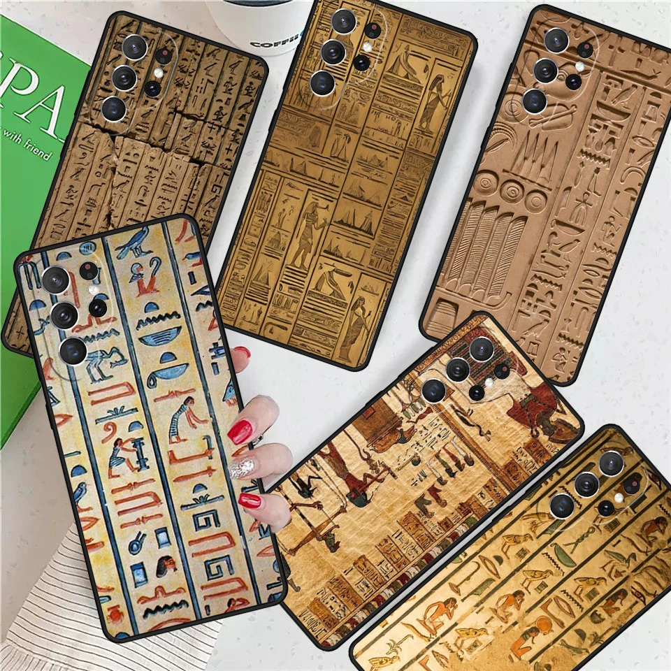 Egyptian Hieroglyphics For Samsung Galaxy S24 Ultra S21 S22 S8 S9 S10E Note 10 20 Plus FE S23 Phone case Cover Coque