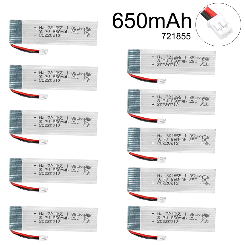 

Аккумулятор Lipo 3,7 в 650 мАч 721855 для радиоуправляемого вертолета, дрона, запасные части для радиоуправляемого дрона, улучшенный аккумулятор Lipo 3,7 в 500 мАч с разъемом 2,00 мм