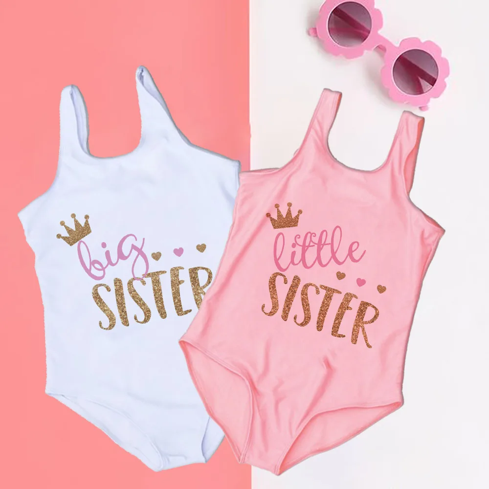 

Big /litttle Sister Matching Swimwear Baby Girl One Piece Swimsuit for 2-7year Toddler Bikini Bathing Suits Childrens Beachwear