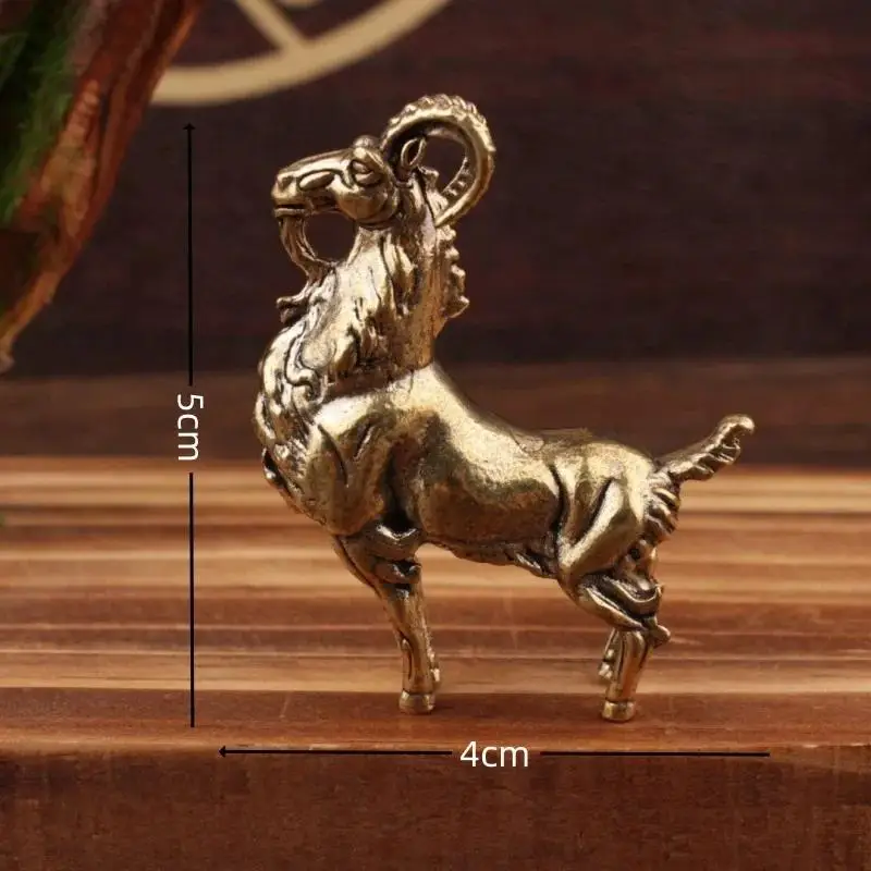 Miniatures Tea Pet Figurines Brass Retro Beard Haughty Antelope Metal Creative Handicraft Home Office Desktop Ornament