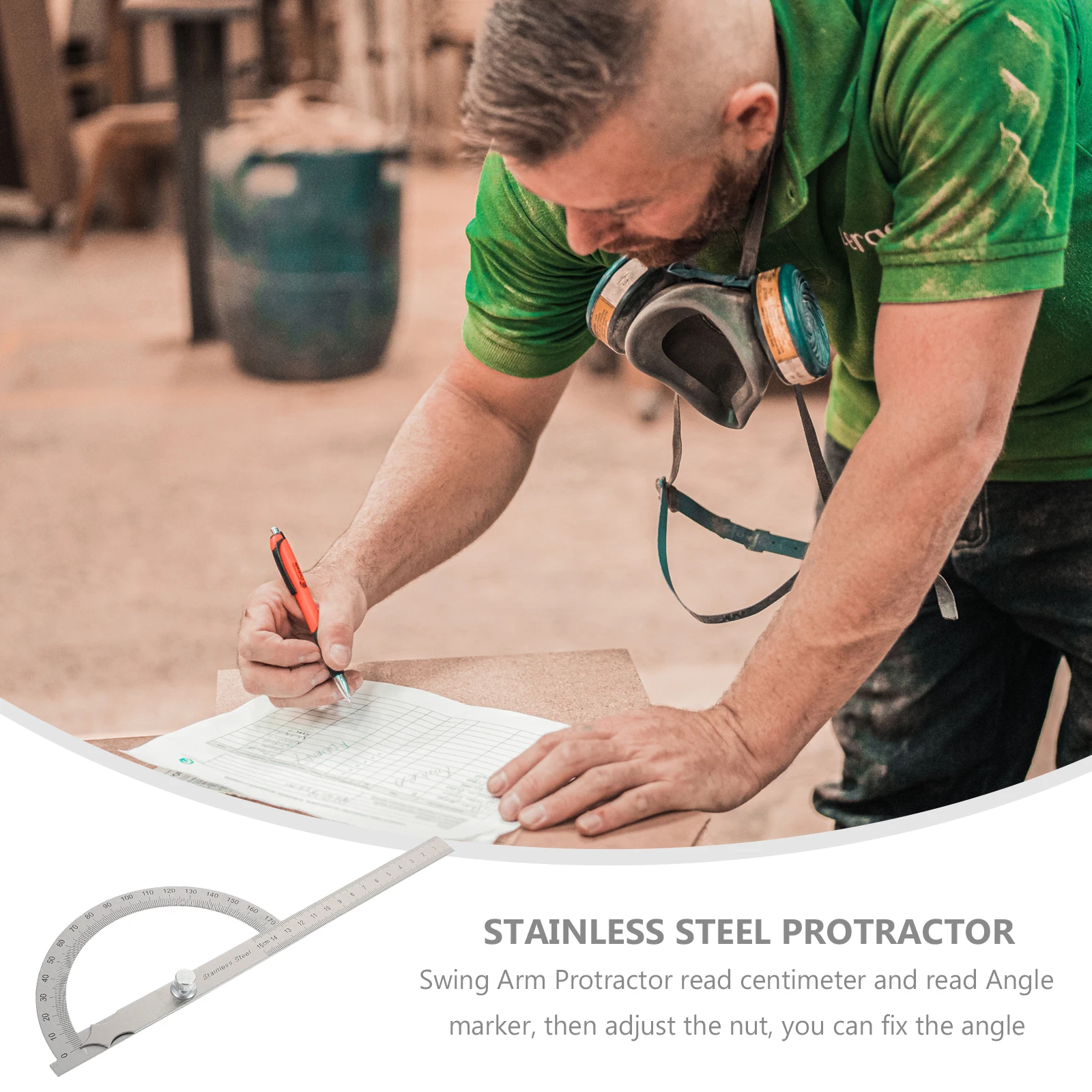 

Stainless Steel Protractor 150mm Measuring Length Clear Round Head Swing Arm Angle Tool Student Drawing Aid
