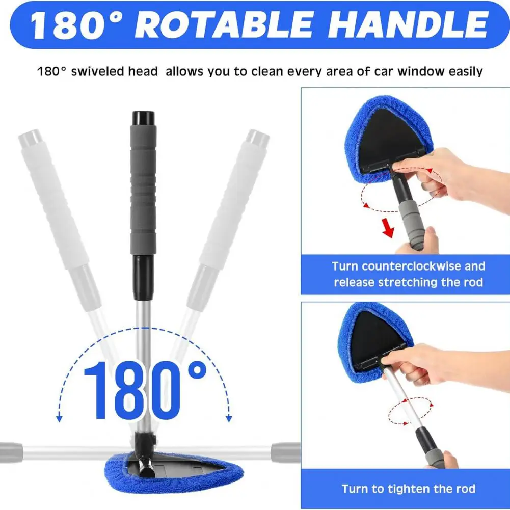 Car Cleaner Car Windshield Cleaner Tool with Extendable Handle Microfiber Pad Kit Reusable Car Glass Window Brush Window Tool