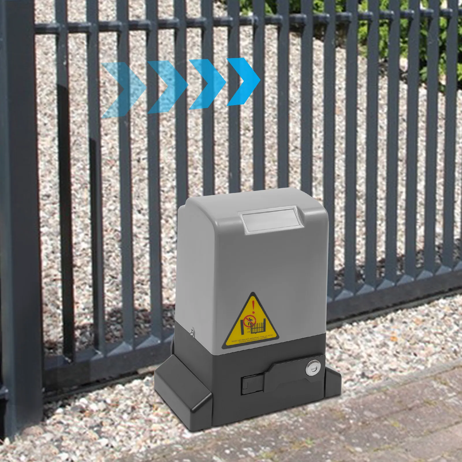 Abridor de puerta corredera eléctrico automático de 370W, Motor de puerta corredera con Control remoto y KIT de riel de cremallera de engranajes