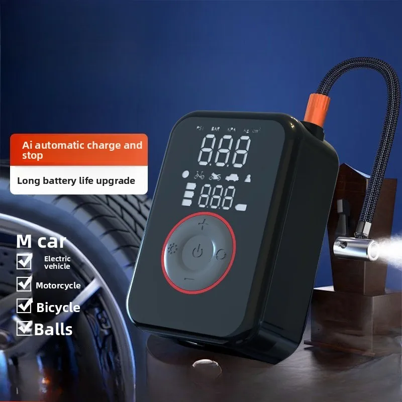 مضخة هواء لإطارات السيارات المحمولة، مضخة هواء لاسلكية للسيارة، شاشة LED ذكية صامتة، شاشة رقمية