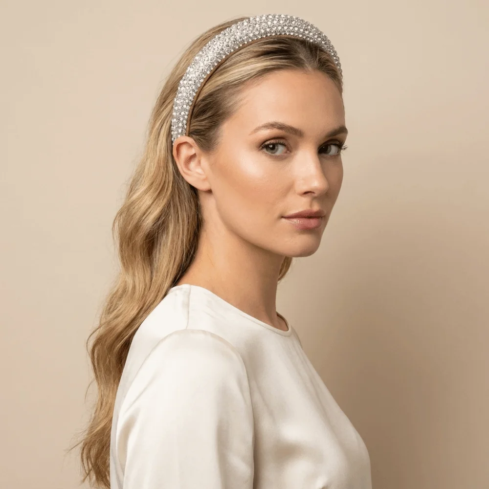 Jeweled Hairbands Padded Rhinestone Headband Solid Color Baroque Shiny Hairband Handmade Chic Sponge Hair Hoop Teens