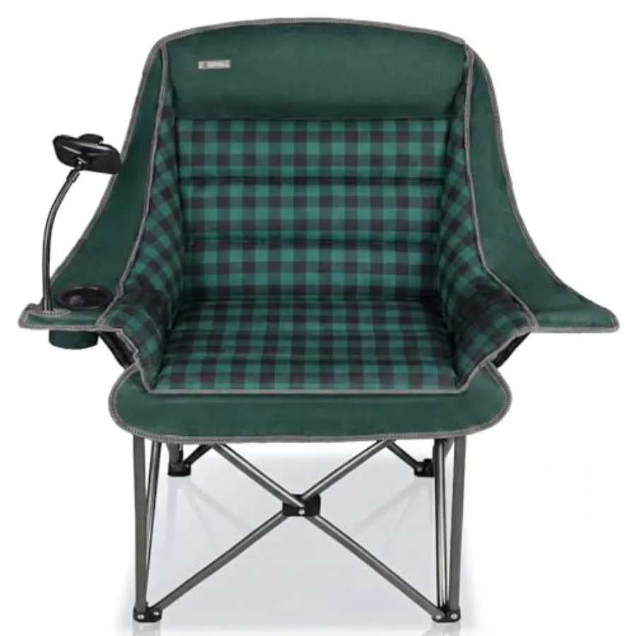 Oversized Camping Chairs for Adults- Heavy Duty Extra Large Lawn ChairFolding Comfy Padded Camp Chair for Outdoor Sports Garden