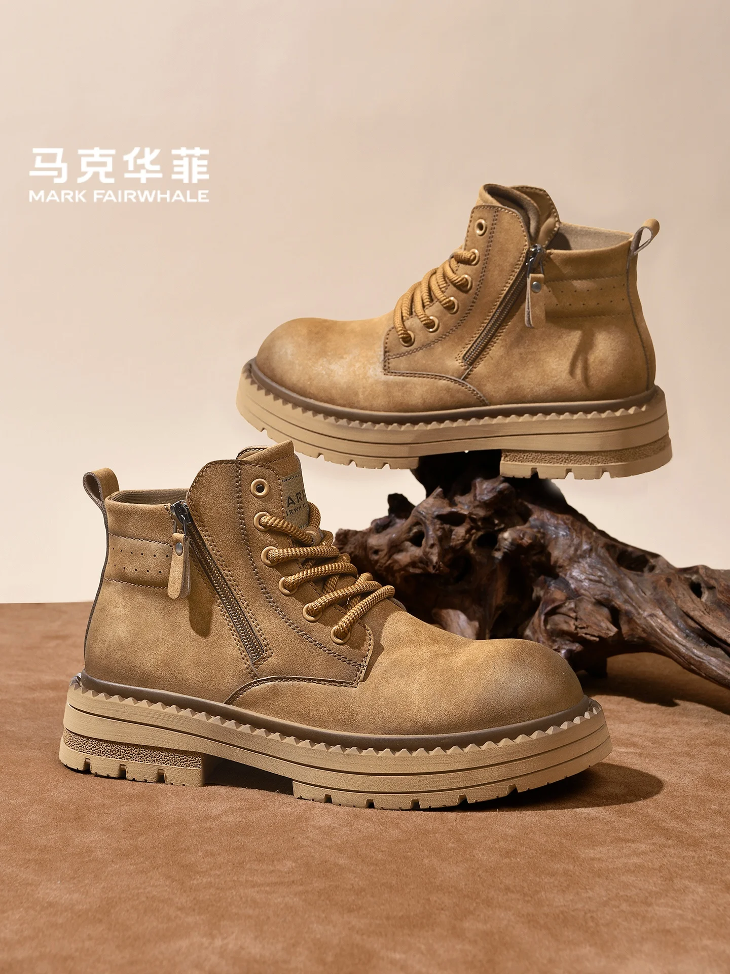 

Mark Fairwe Men's Boots High Top Casual Thi Bot Heightening Work Boots Briti Sle Autumn Winter New Arrival