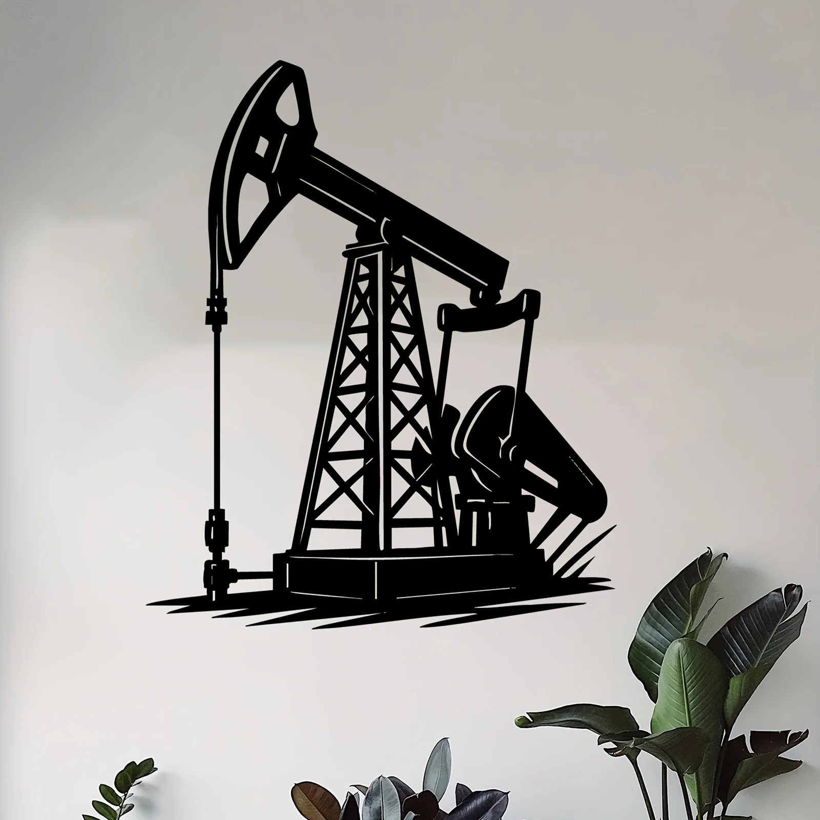 Oil Pumpjack Metal Wall Art Industrial Statue Mural Weather-Resistant Sculpture Garage Garden Fence Fathers Day Christmas Gift