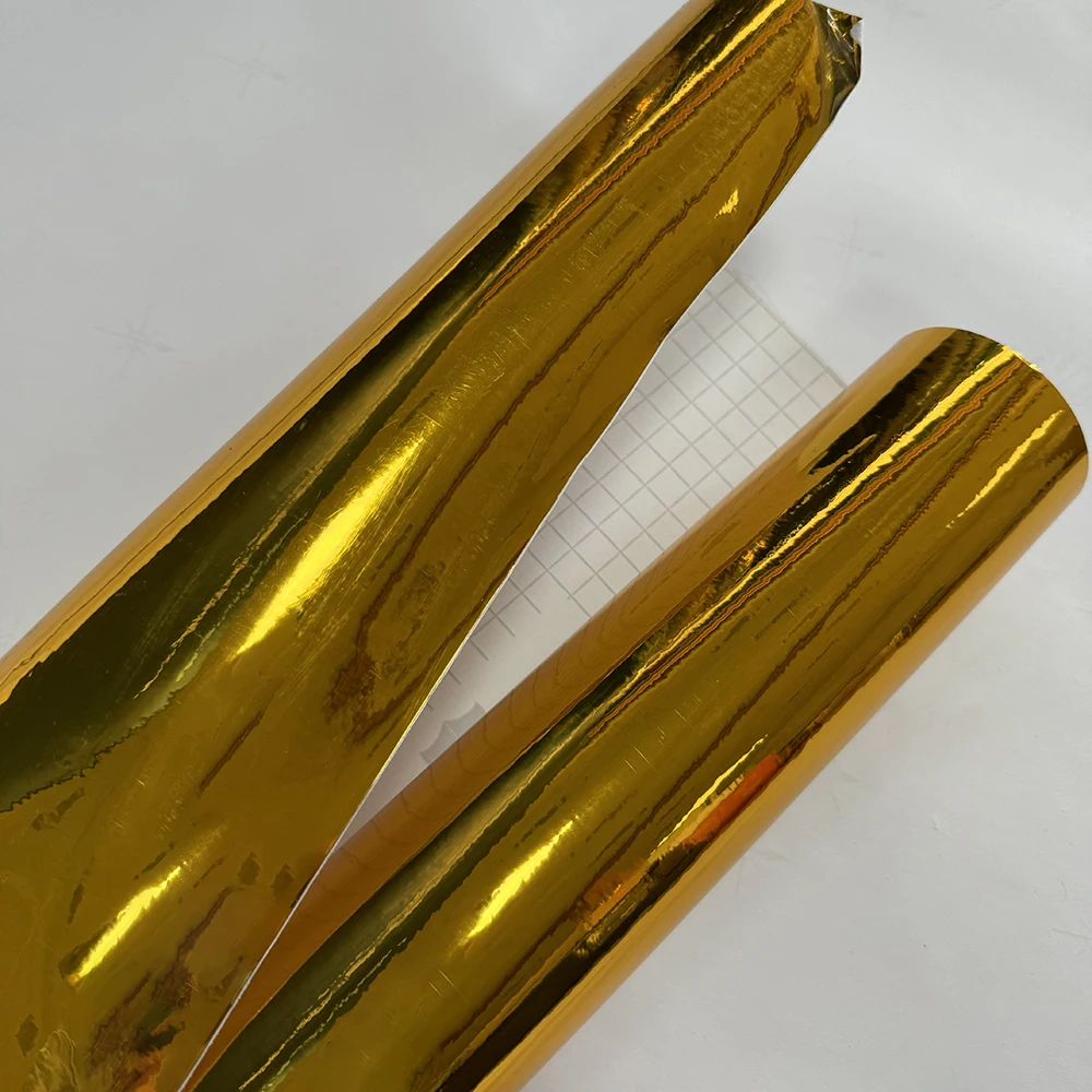 

PVC MIRROR CHROME GOLD Vinyl Film Glossy Vehicle Wrap Small Sizes Decoration Multiple Usage Waterproof UV Resistance
