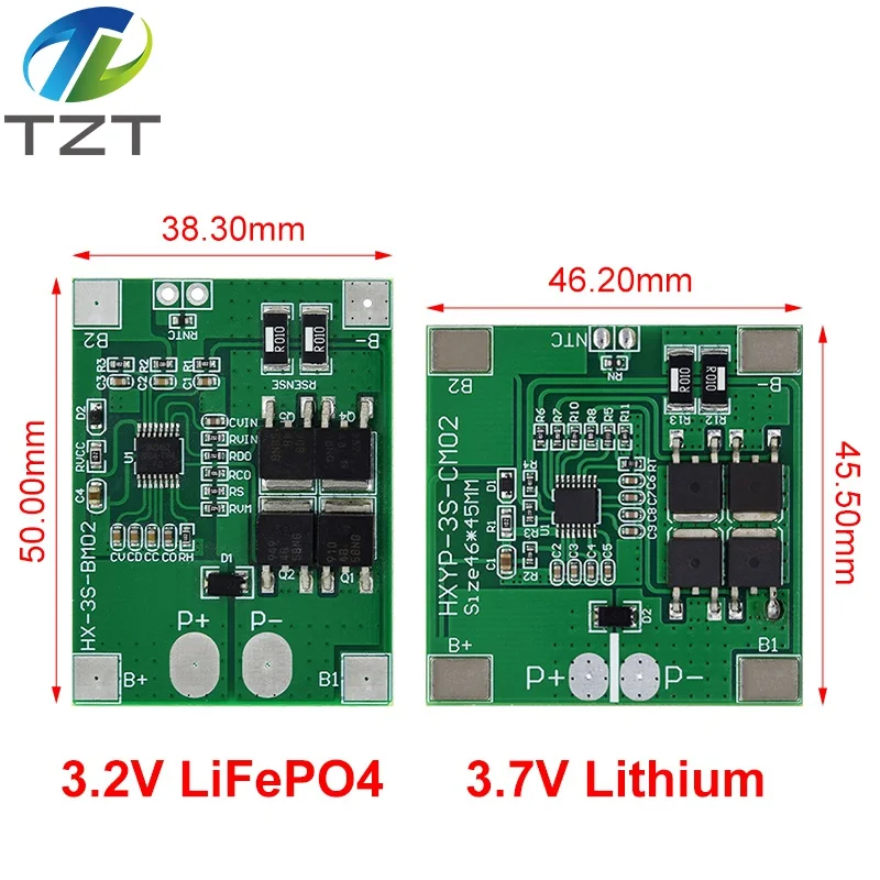 3S 9.6V 11.1V 12.6V Lifepo4 Li-ion Lipo Lithium Battery Protection Board 18650 BMS 14A limit 20A PCB 4 Cell Pack PCM 3.2V 3.7V