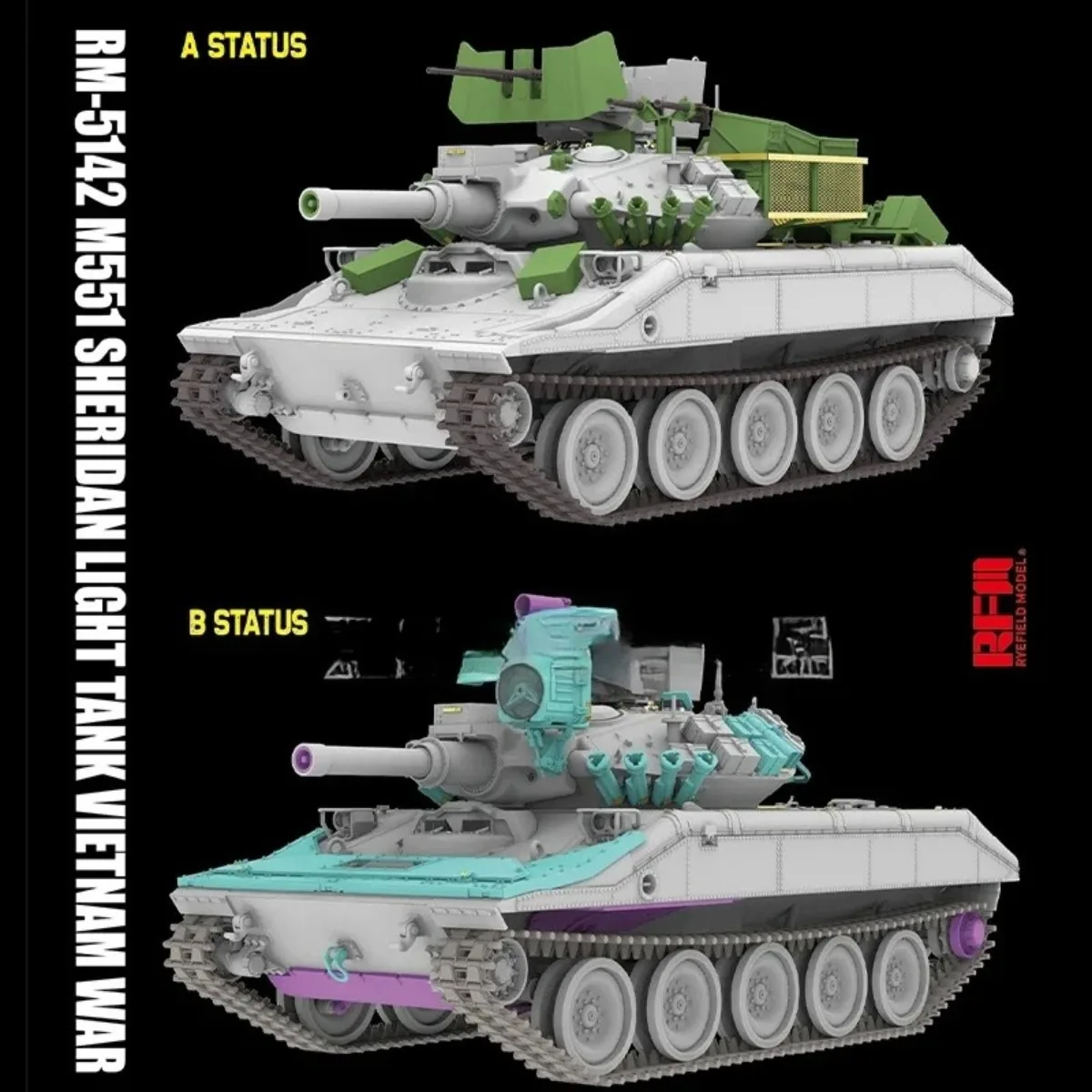 Ryefield  Rm-5142 M551 Light  Sheridan (Vietnam War) 1/35 assembly Tank model plastic toy model kit
