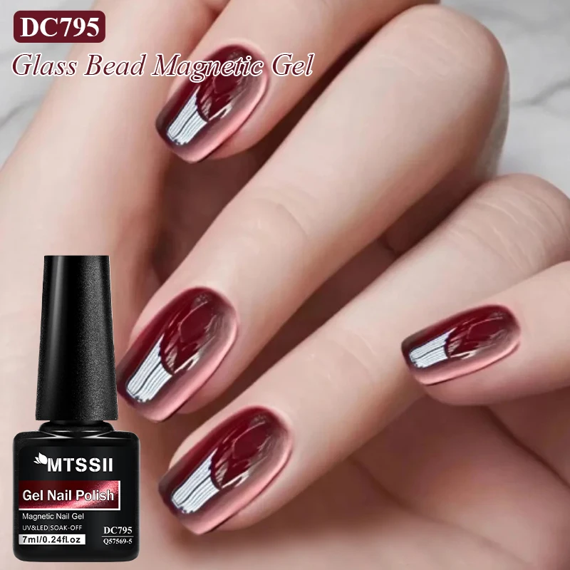 MTSSII 7ml 유리 구슬 고양이 마그네틱 젤 매니큐어 손톱 크리스탈 반투명 네일 아트 젤 광택 네일 용품