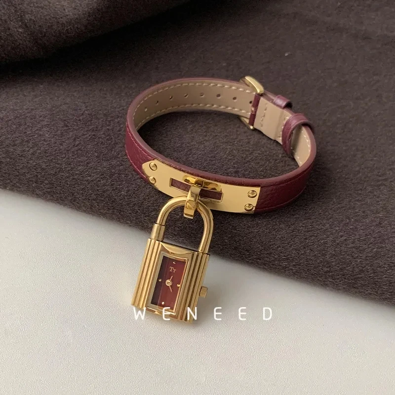 سحر roestvrij staal nih dameshorloge kettinghorloge echt Leer خمر ساعة كوارتز وضع كلاين جودن ساعة