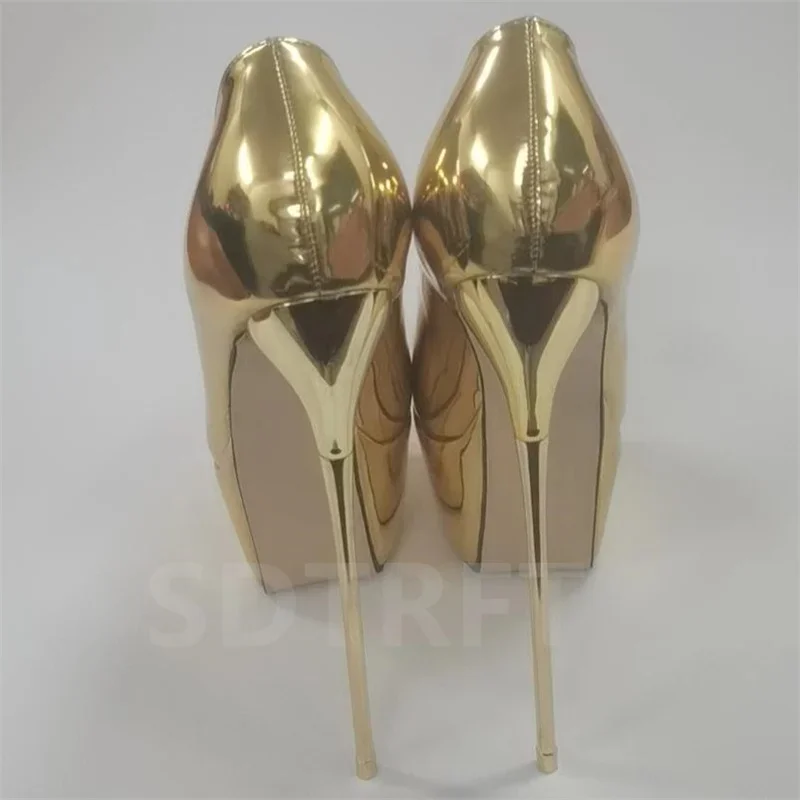 Crossdresser Drag Queen High Women's Shoes 22cm Metal Thin Heels Sissy 9 Inches Red Pumps Steel Pipe Dance Plus Size Stilettos