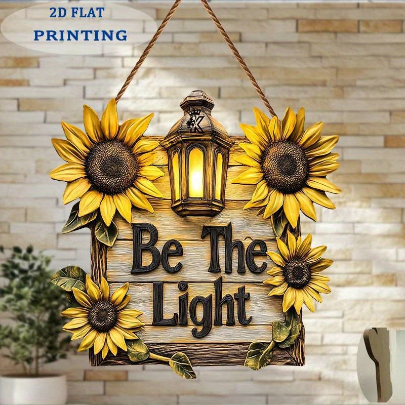 2D Flat Printing, 1pc of Sunflower Becoming Bright Wooden Sign, Outdoor Hanging Ornaments And Wall Art, Sunflower Wooden Sign,