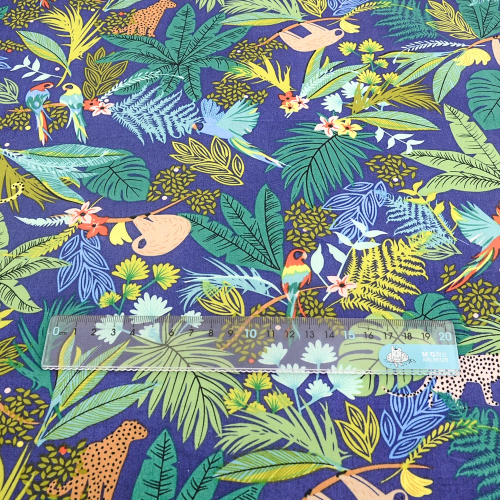 Teramila Cotton Poplin Printed Floral Design Black Home Textile Children\'s Cloth Fat Quarter Per Meter Crafts Patchwork Fabrics