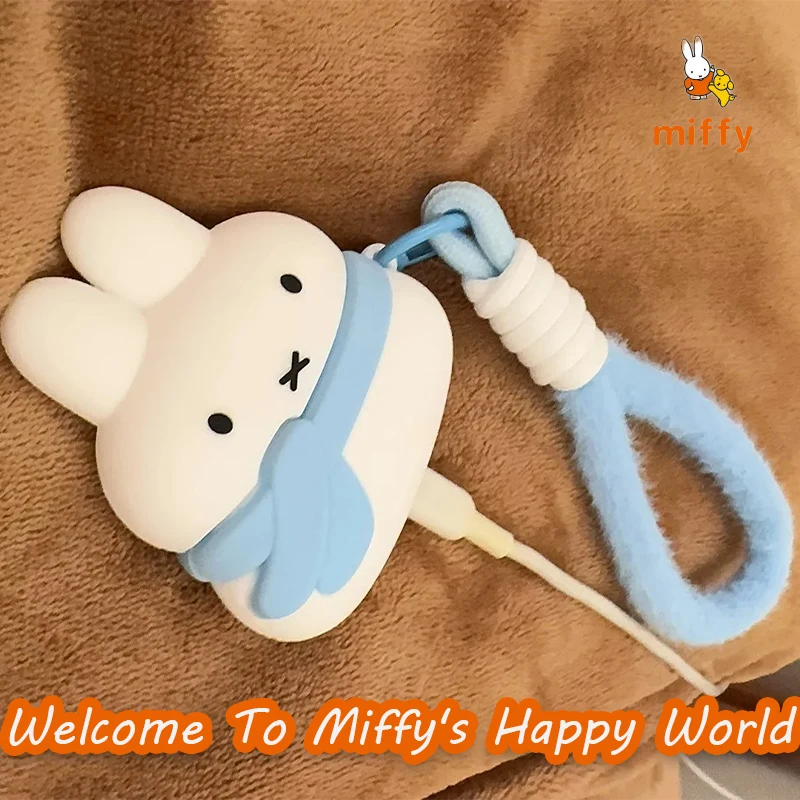 

Cute Miffy Earphone Shell Suitable for Airpods 4 3 2 Pro Cartoon Creative Scarf Rabbit Anti Drop Earphone Case Perfect Girl Gift