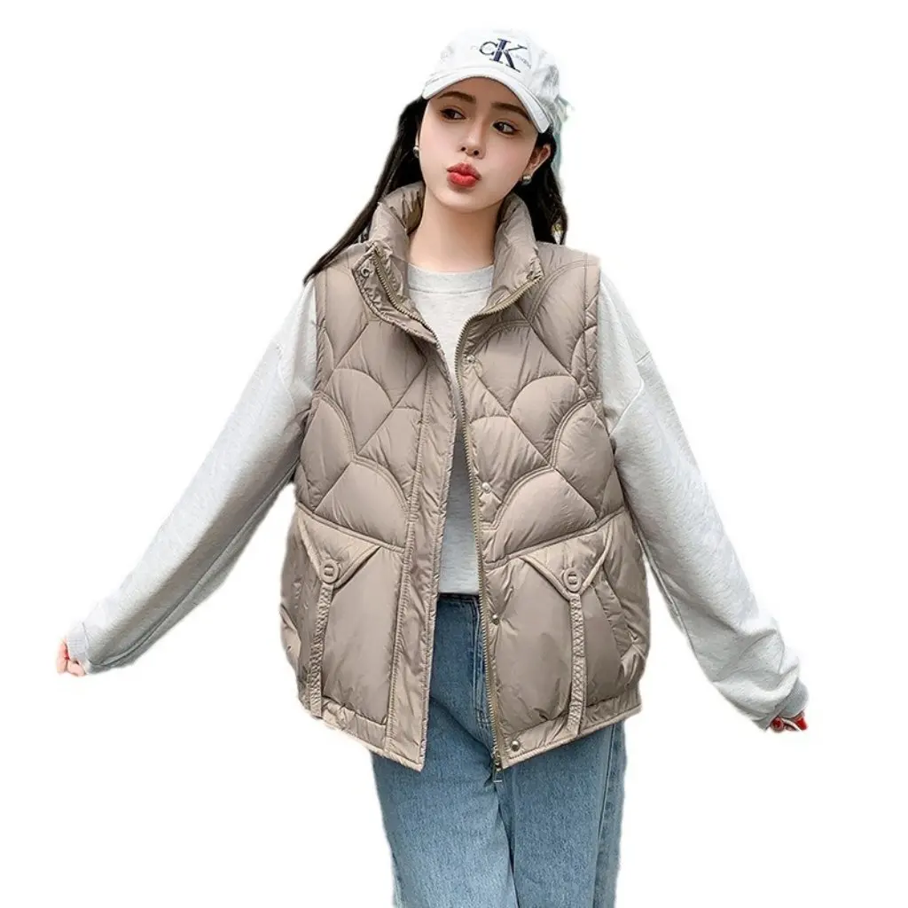 

Women's European And American Style Cotton Vest Sleeveless Thick Winter Waistcoat Vertical Collar Bread Clothing