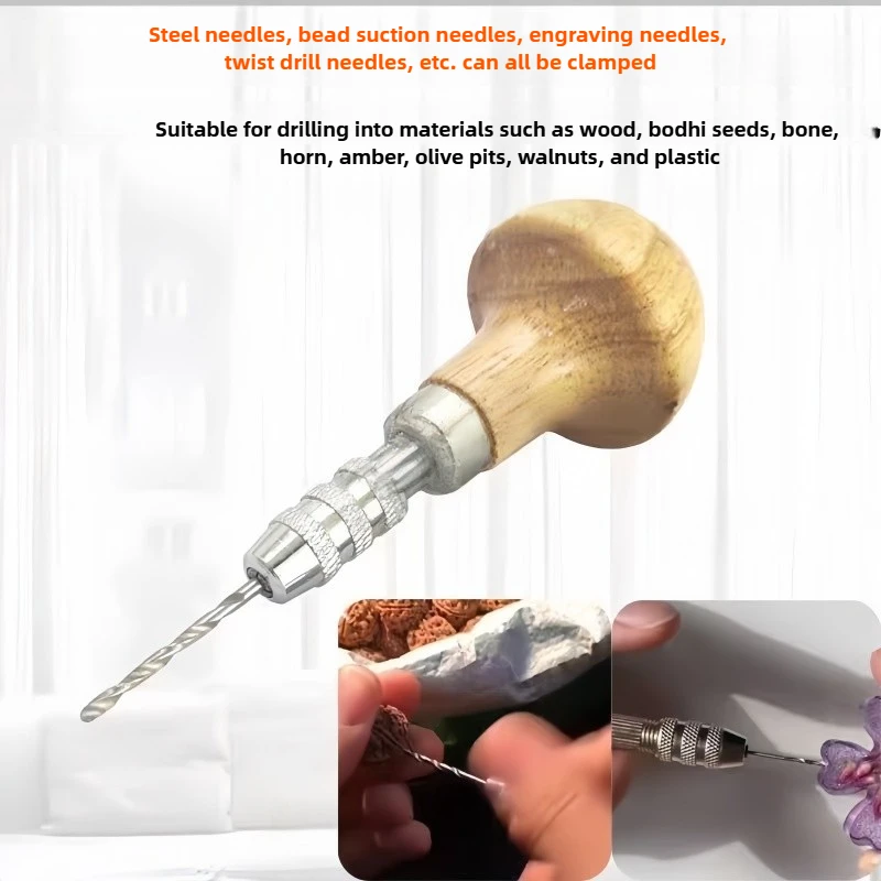 Jewelers Pin Vise Hand Drill Wooden Handle 1 Chuck Precision Wire Wrapping Drilling Tool Kit for Jewelry DIY Craft