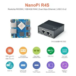 NanoPi R4S Kit  & Combo 4G LPDDR4 RAM,Rockchip RK3399,Dual Cortex-A72+Quad Cortex-A53,Mali-T864 GPU,2xGigabit LAN,OpenWRT,Debian