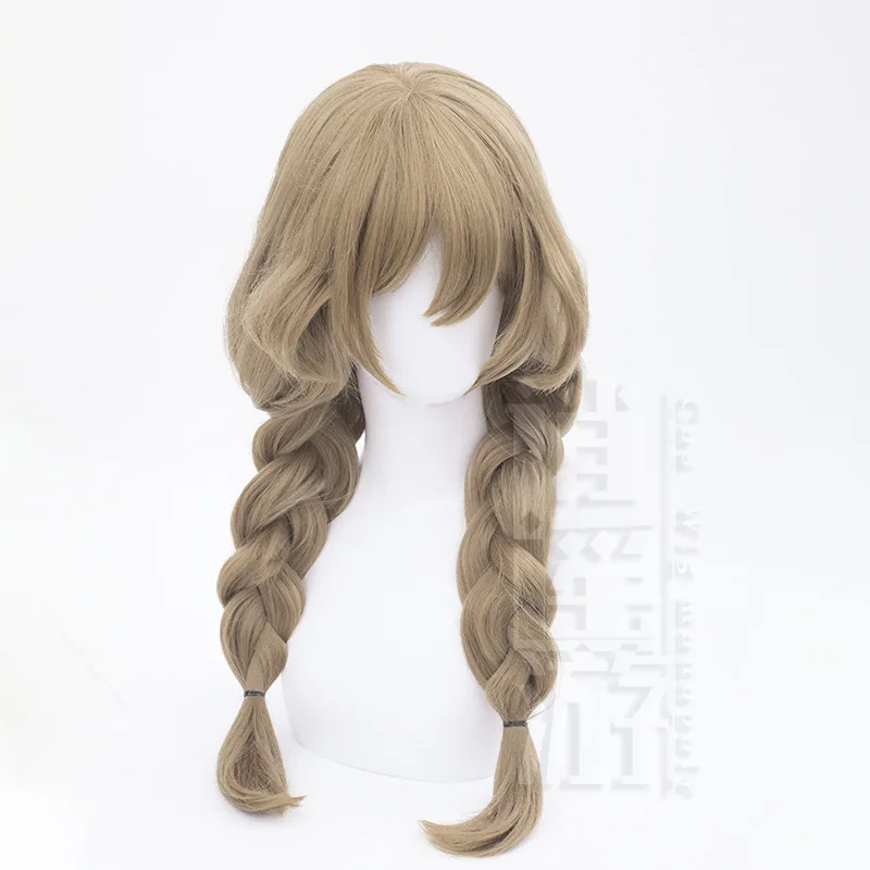 Anime Lisa-Peluca de Cosplay Genshin Impact, pelo sintético medio resistente al calor, 60CM, para fiesta de Halloween y Cosplay